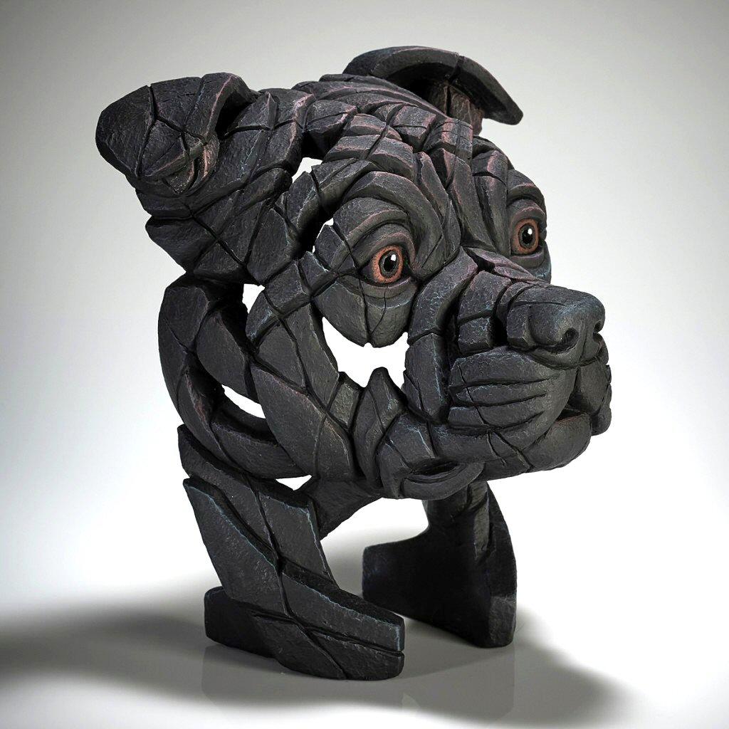 Staffordshire Bull Terrier Bust - Black - EDGE Dog Sculpture EDB27BK