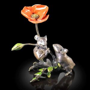 Mice with Poppy by Michael Simpson - Bronze Sculpture - 1184