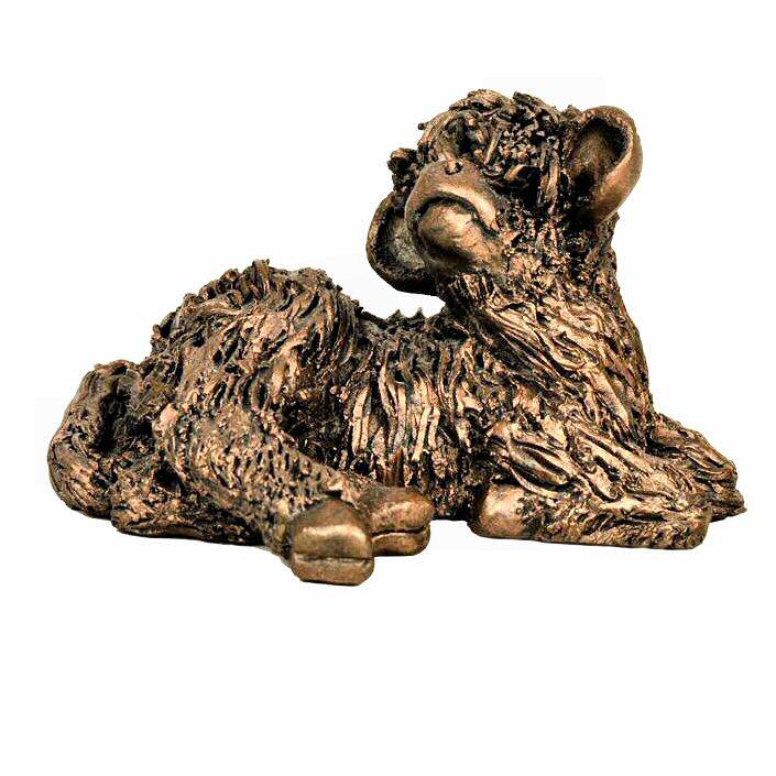 Highland Calf Sitting (VB060) - Bronze Sculpture by Veronica Ballan