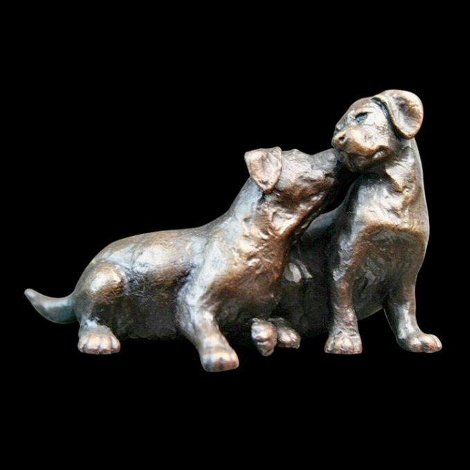 Small Labrador Puppy Pair (844) in bronze by Michael Simpson