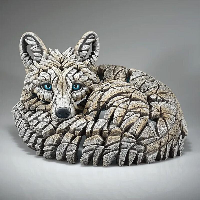 Curled Up Arctic Fox - EDGE Sculpture ED49W - Matt Buckley