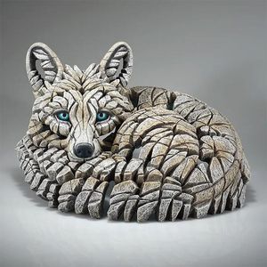 Curled Up Arctic Fox - EDGE Sculpture ED49W - Matt Buckley