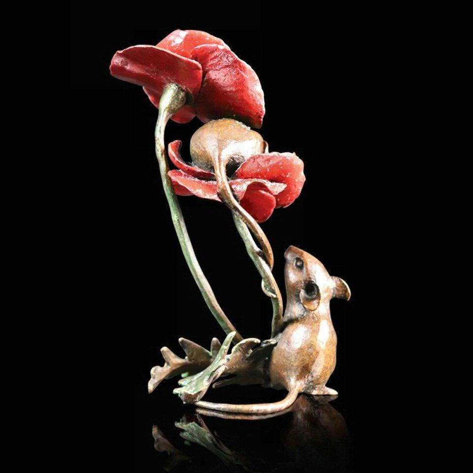 Limited Edition 175 Mouse With Poppy Bronze Sculpture Michael Simpson. 