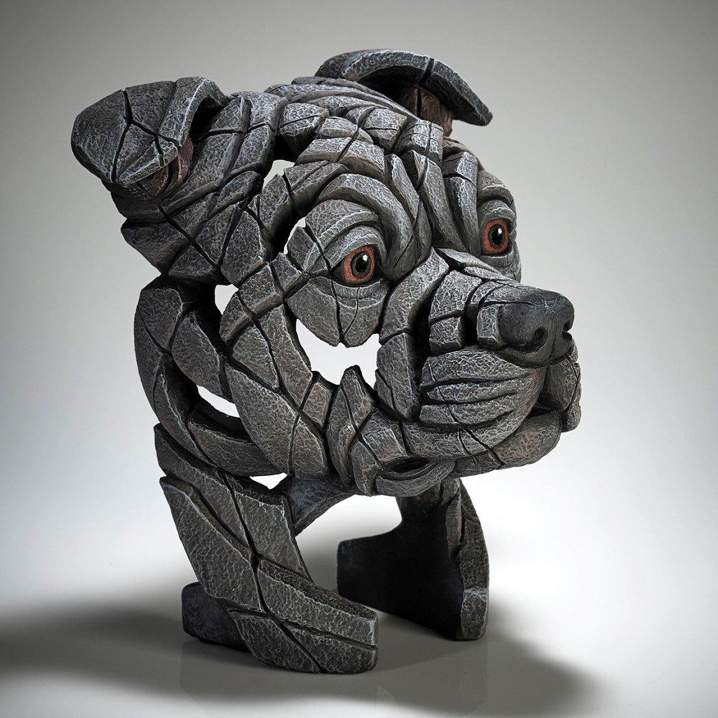 Staffordshire Bull Terrier Bust - Blue - EDGE Dog Sculpture EDB27BL