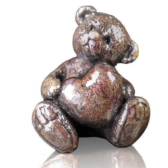 Teddy with Heart - Miniature Bronze Sculpture - Butler and Peach 2094