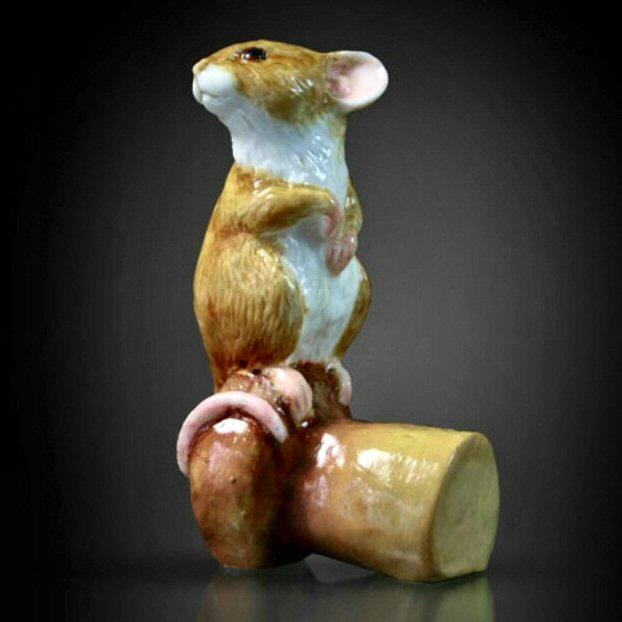 Mouse on Champagne Cork (122BC) - by Keith Sherwin