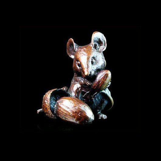 Mouse with Acorns (735) in bronze by Michael Simpson