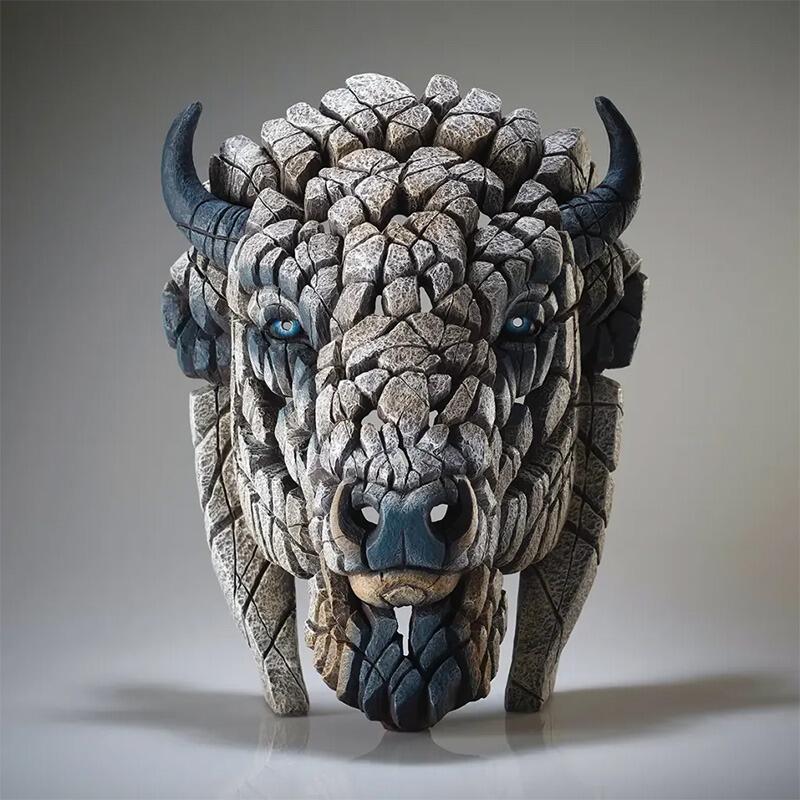 North American Bison Bust - Spirit Buffalo in white - EDGE Sculpture EDB33W by Matt Buckley