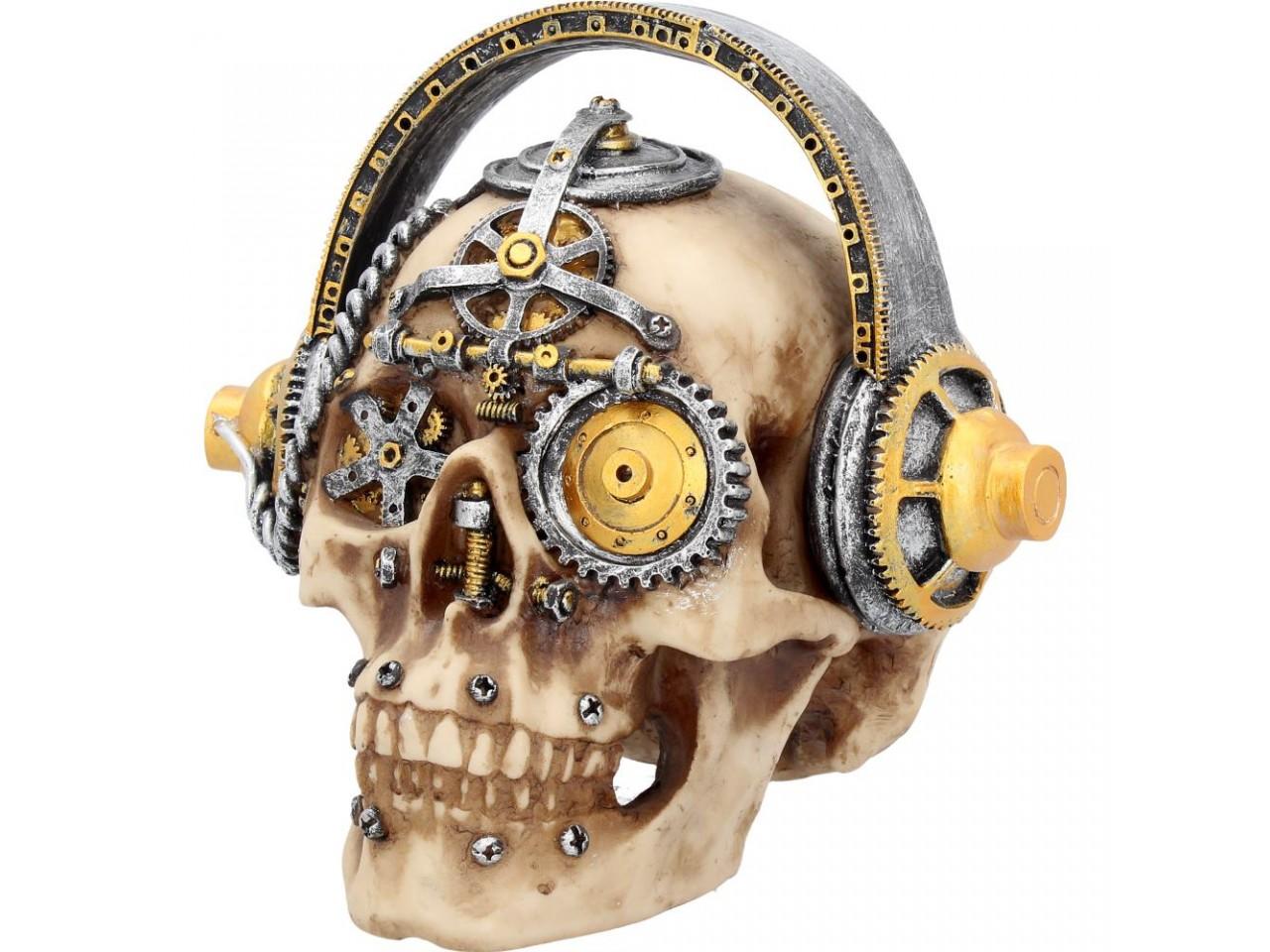 Techno Talk - Large (u2922h7) - steampunk skull sculpture