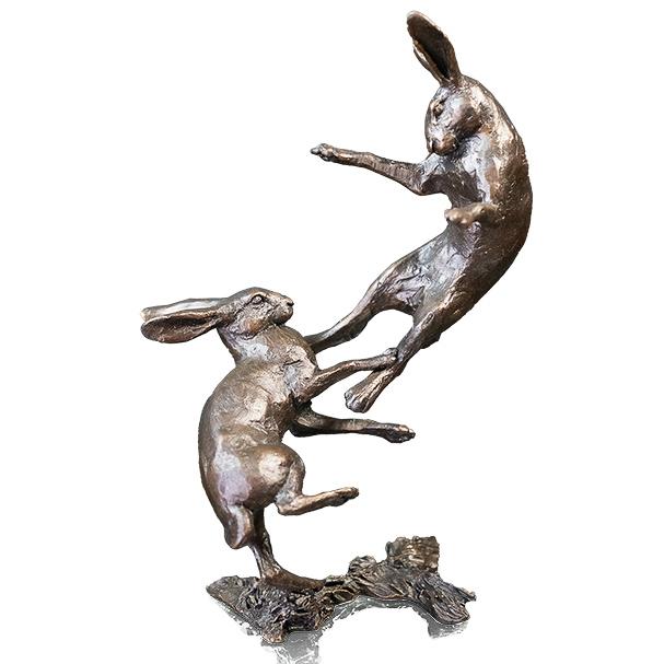 Hares Boxing by Michael Simpson - Bronze Sculpture - small 1139