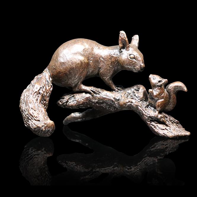 Red Squirrel with Baby by Michael Simpson - Bronze Sculpture - 1078