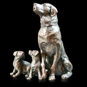Labrador with Puppies - Bronze Dog Sculpture - Michael Simpson - 1129