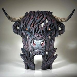 Highland Cow Bust - Black - EDGE Sculpture EDB30 by Matt Buckley