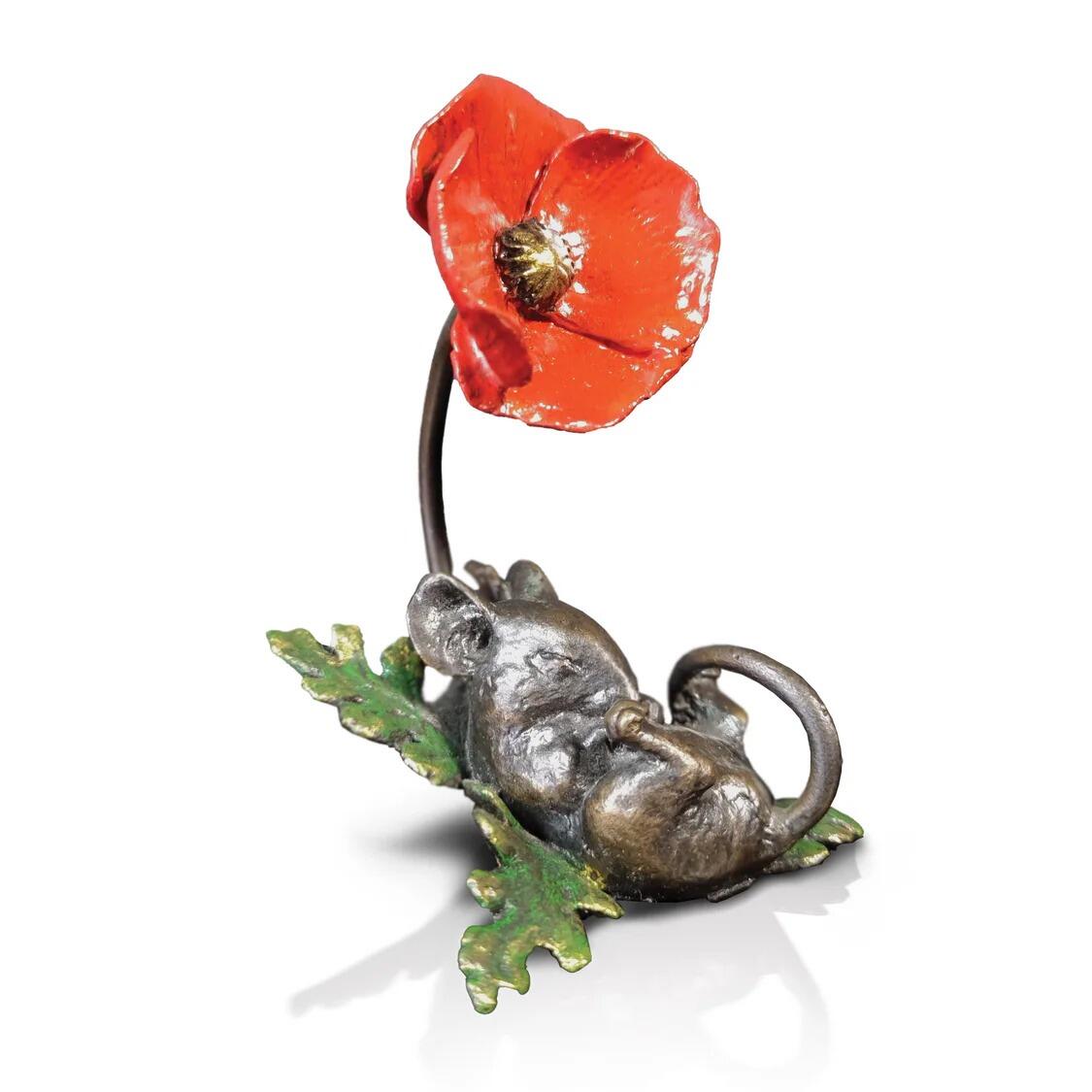 Mouse  Asleep with Poppy by Michael Simpson - Bronze Sculpture - 1185