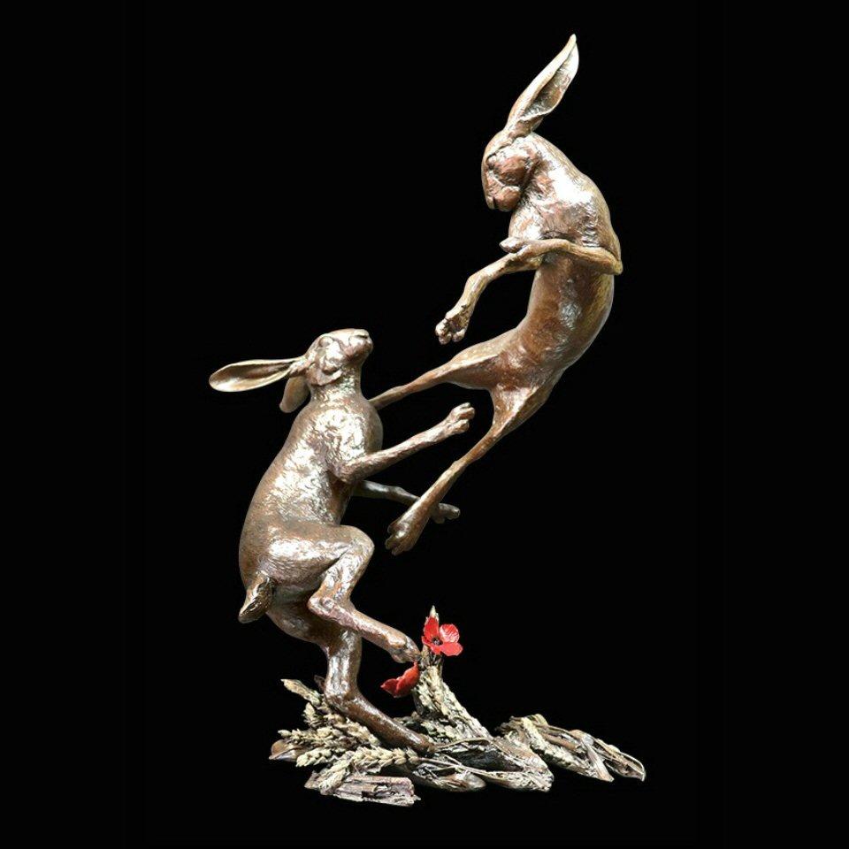 Hares Boxing Bronze Sculpture - Michael Simpson Large 1048