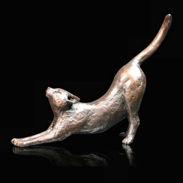 Stretching Cat Animal Statue Small Bronze Ornament Bronze 