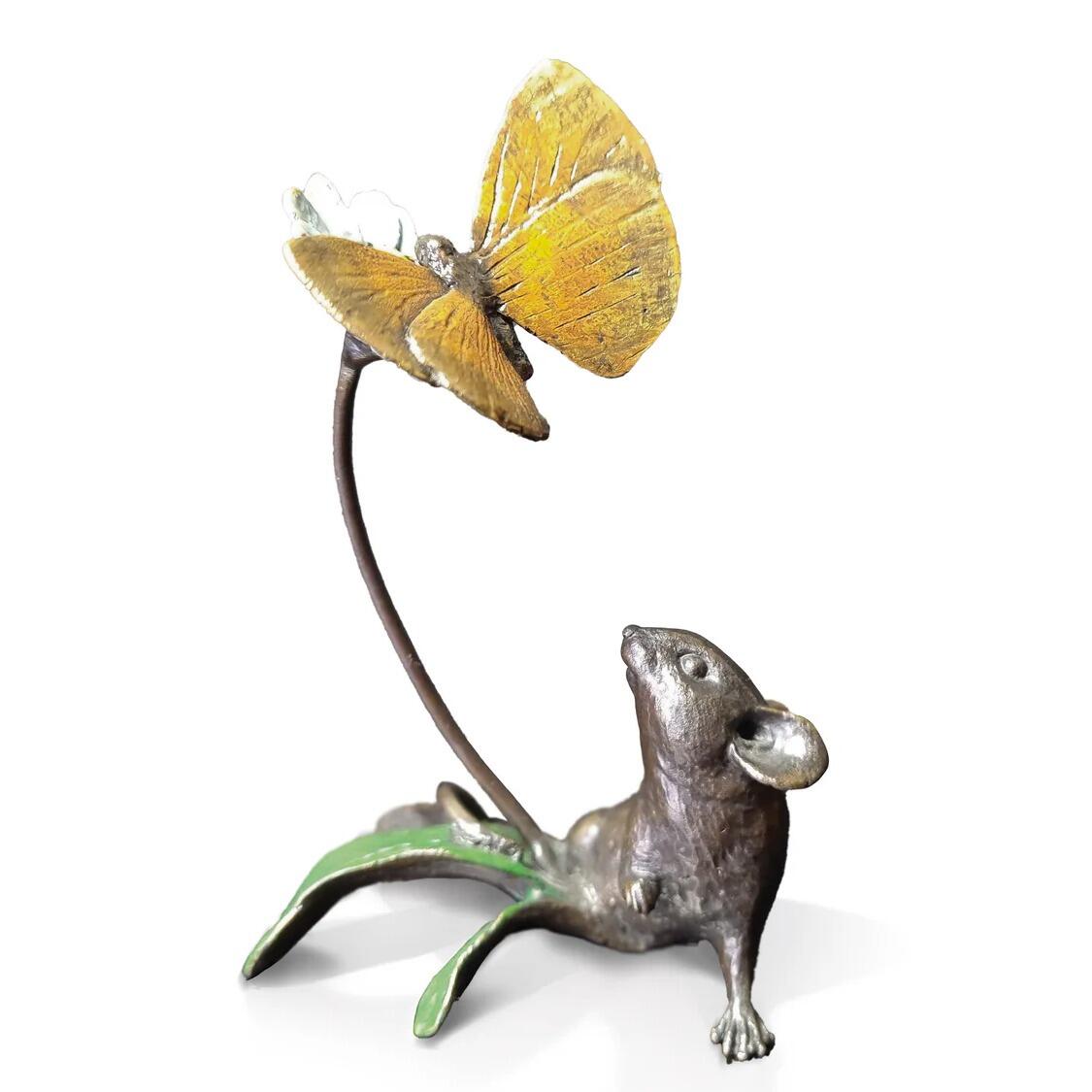 Mouse with Butterfly by Michael Simpson - Bronze Sculpture - 1183
