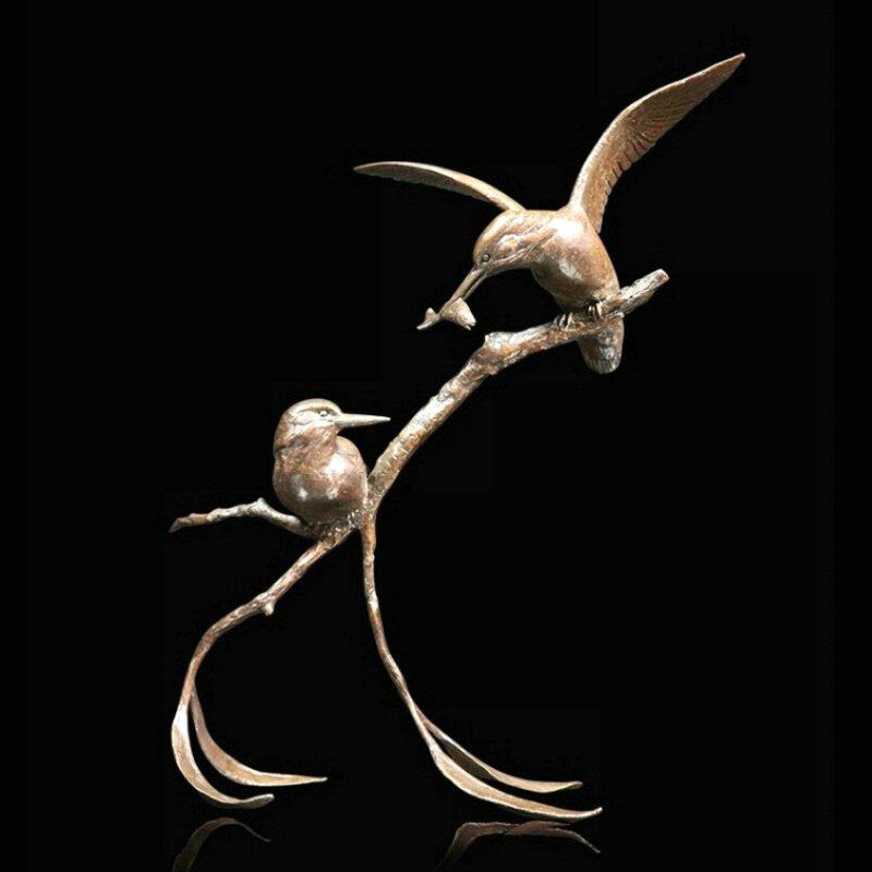 Riverside - Kingfisher Pair - Bronze Sculpture - Michael Simpson 1086