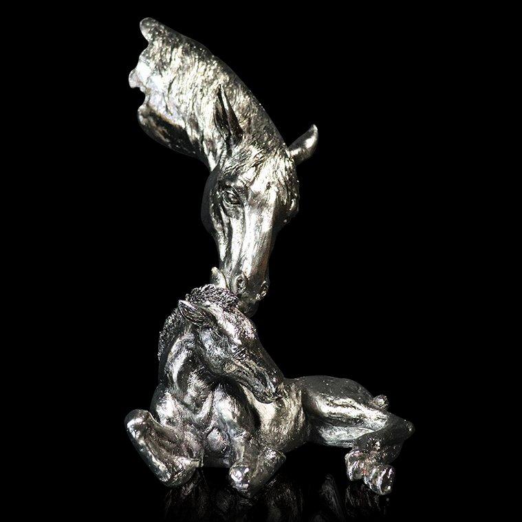 Pony and Foal - Nickel Plated Sculpture - Keith Sherwin 325NP