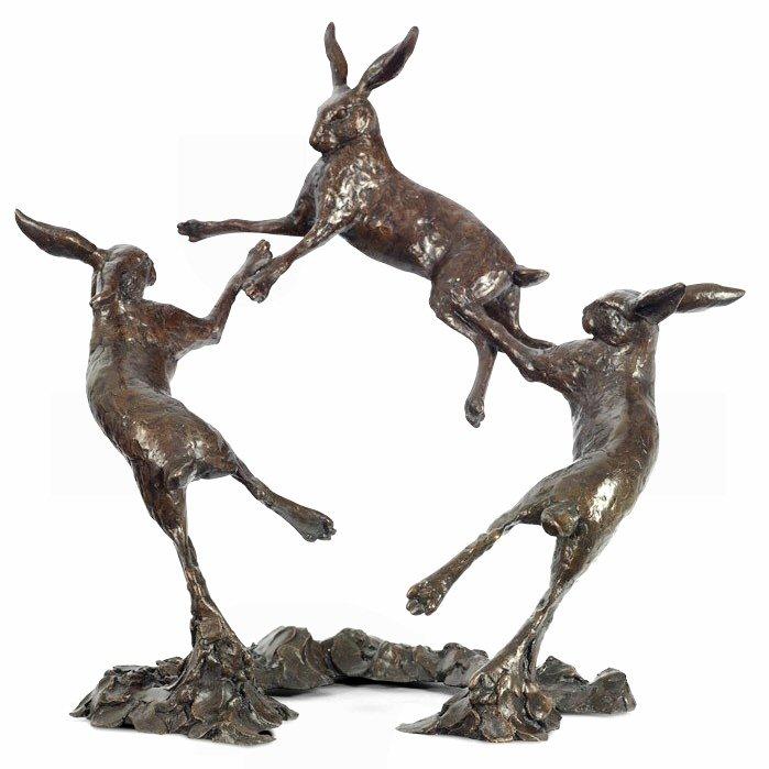 Moondance - Bronze Hares Sculpture by Michael Simpson - DeMontfort