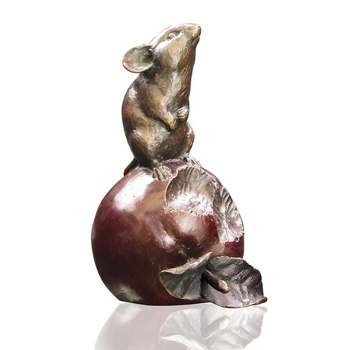 Mouse on Apple by Michael Simpson - Bronze Sculpture - 956