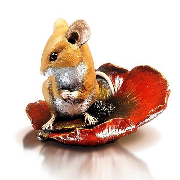 Mouse with Poppy by Michael Simpson - Bronze Sculpture - 256BR