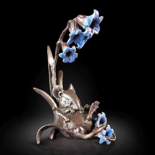 Mouse with Bluebells by Michael Simpson - Bronze Sculpture - 1174