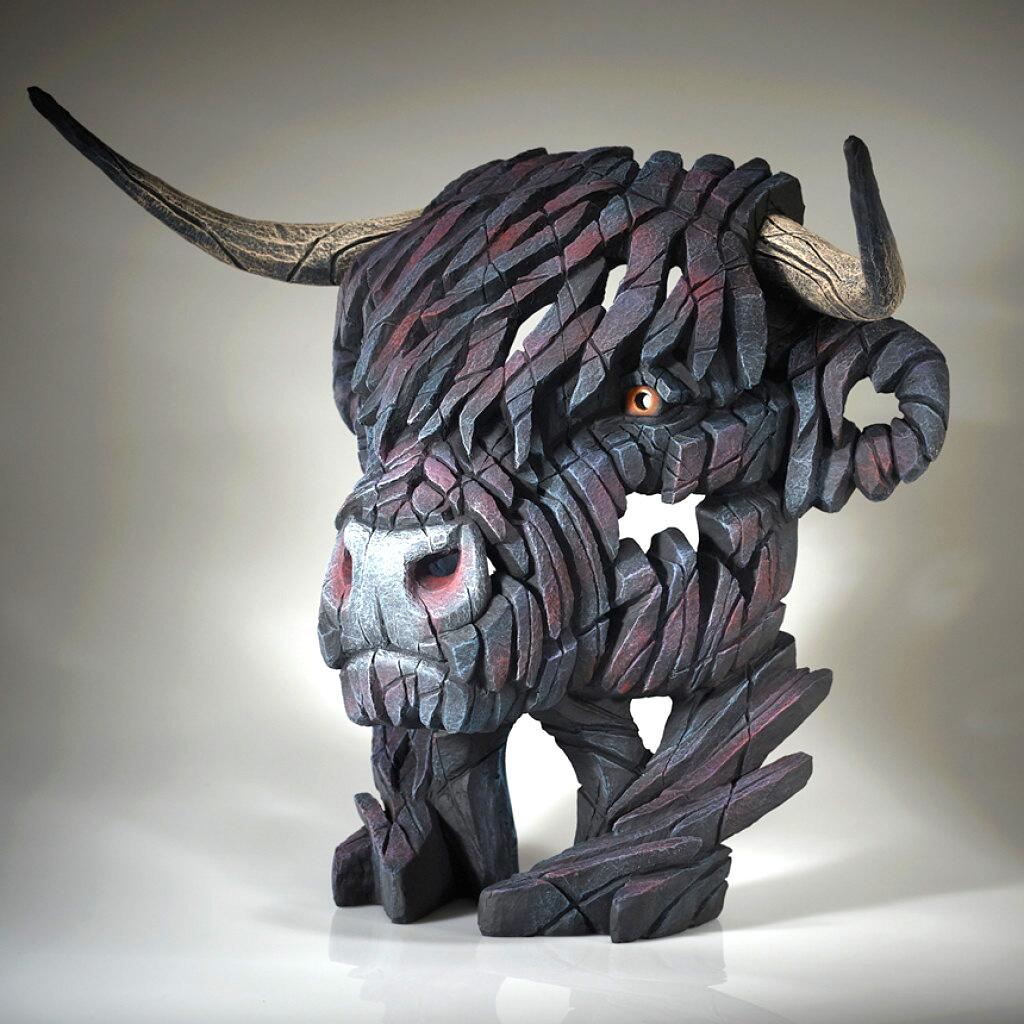 Highland Cow Bust - Black - EDGE Sculpture EDB30 by Matt Buckley