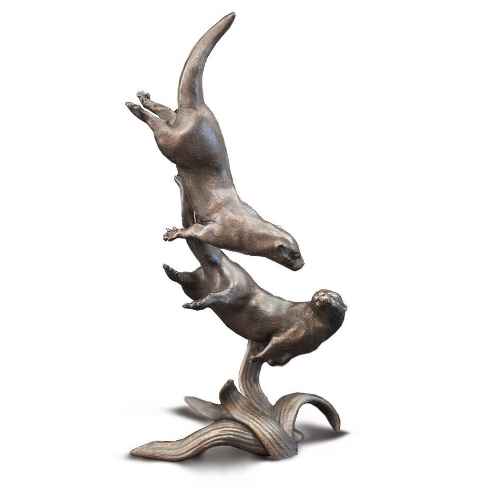 Otter Pair - Miniature Bronze Sculpture - Butler & Peach 2096