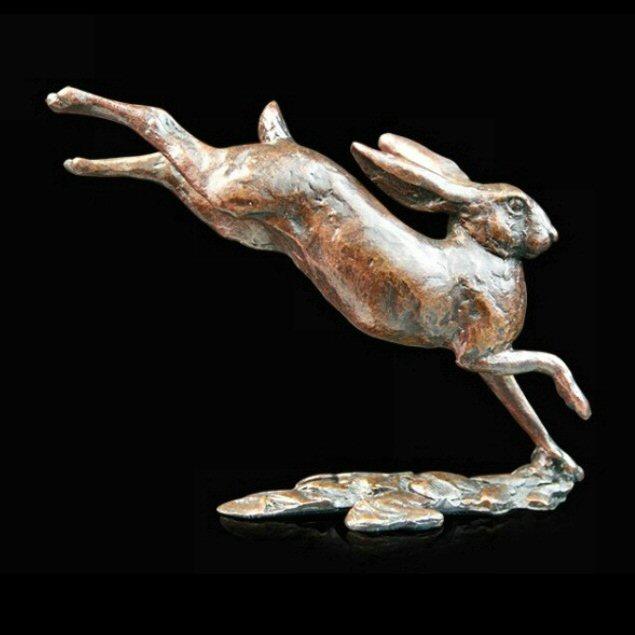 Small Hare Running (984) in bronze by Michael Simpson