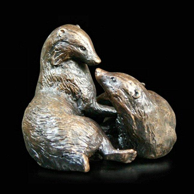 Pair of Badgers (678) in bronze by Michael Simpson