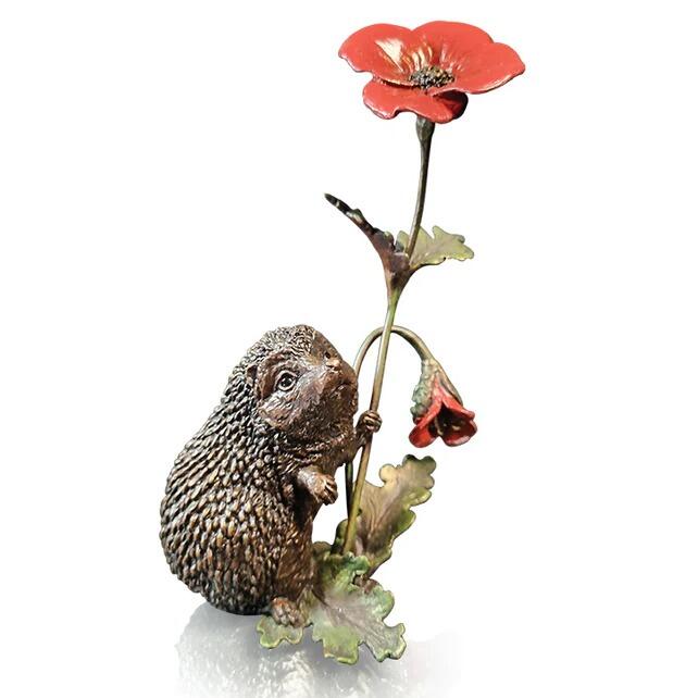 Hedgehog with Poppy by Keith Sherwin - Bronze Sculpture - 1233