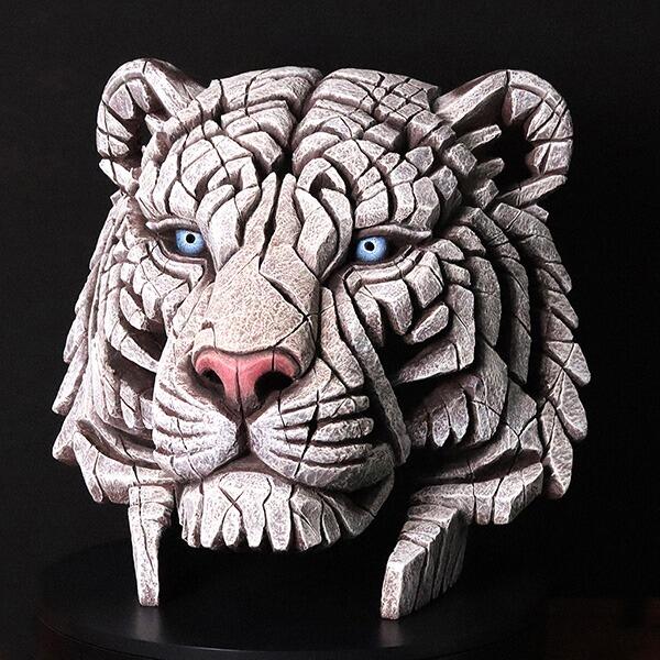 Tiger Bust - White - EDGE Sculpture EDB31W by Matt Buckley