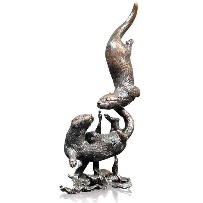 Otter Pair Playing by Keith Sherwin - Bronze Sculpture - 1214