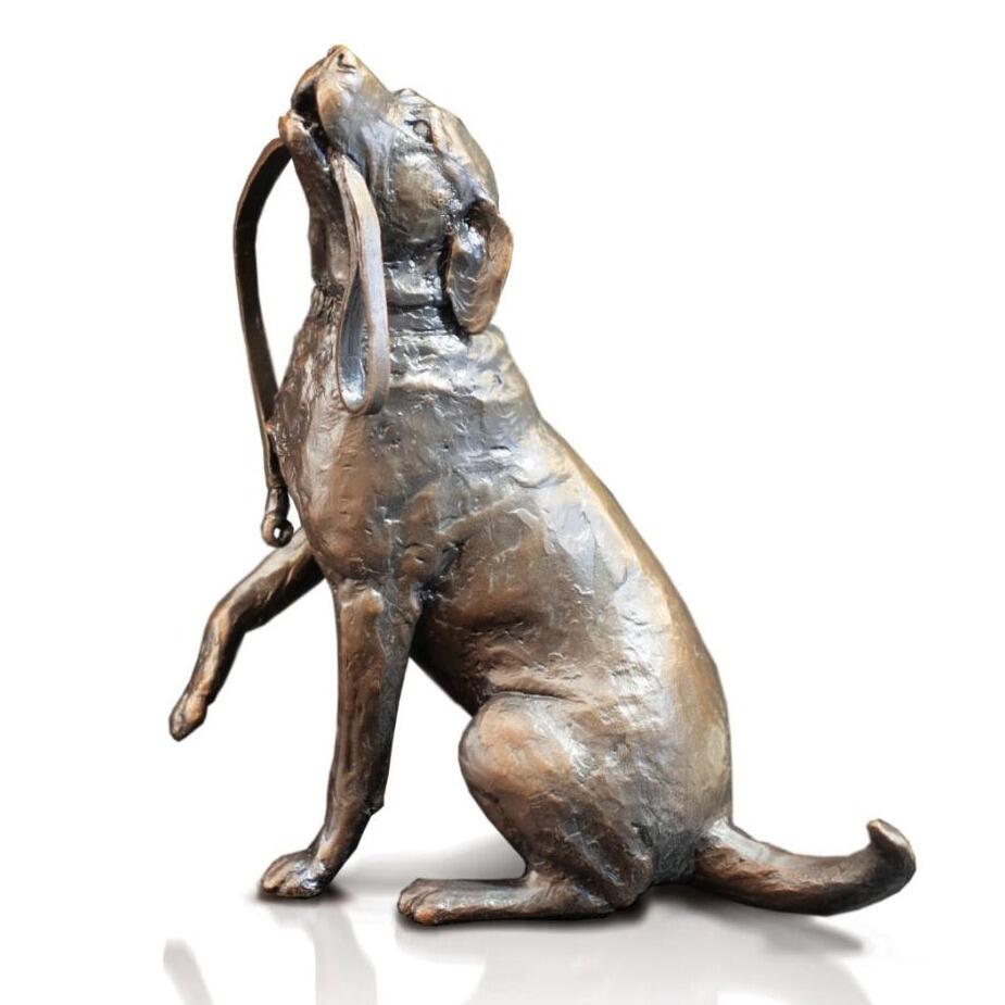 Labrador with Lead - Bronze Dog Sculpture - Michael Simpson 1198