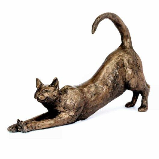Stretching Cat Animal Statue Small Bronze Ornament Bronze