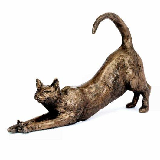 Stretching Cat Animal Statue Small Bronze Ornament Bronze 