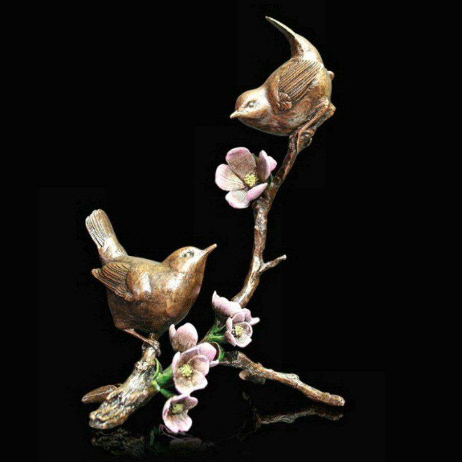 Apple Blossom - Wren Pair (1022) in bronze by Michael Simpson