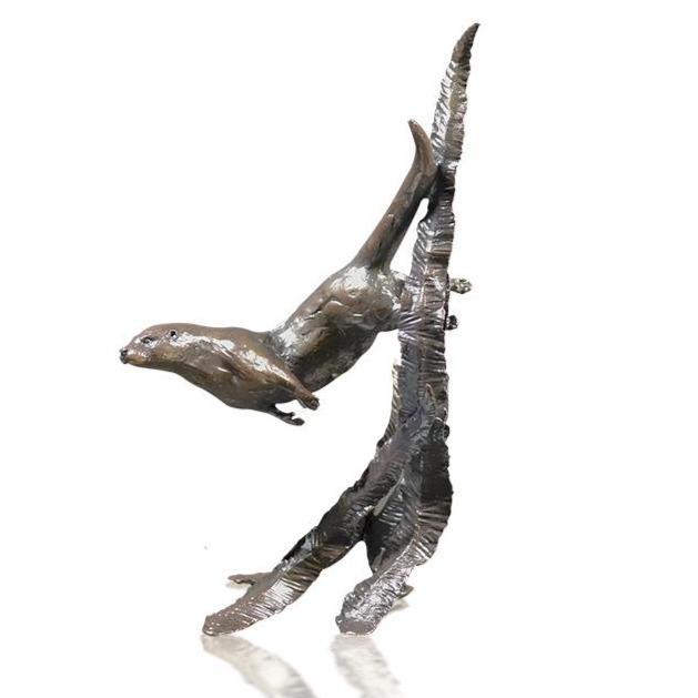 Water Meadow - Otter Swimming by Michael Simpson - Solid Bronze - 1092