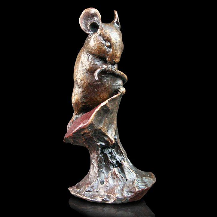 Mouse on Apple Core by Michael Simpson - Solid Bronze Sculpture - 708