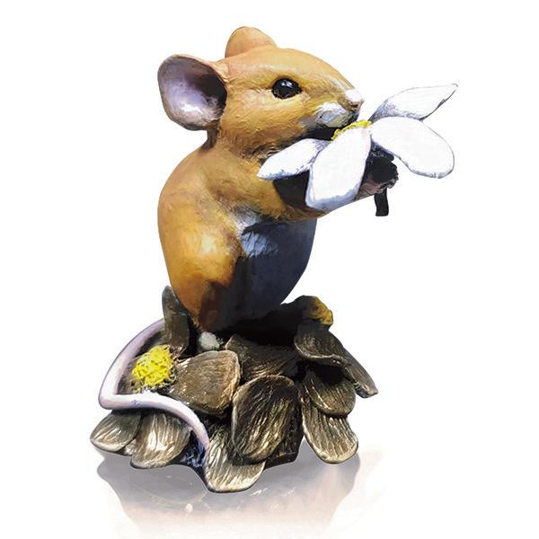 Mouse with Daisy by Michael Simpson - Bronze Sculpture - 249BR