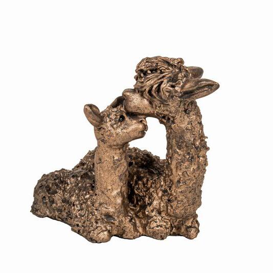 Alpaca Pair Sitting - Bronze Sculpture - Veronica Ballan VB099