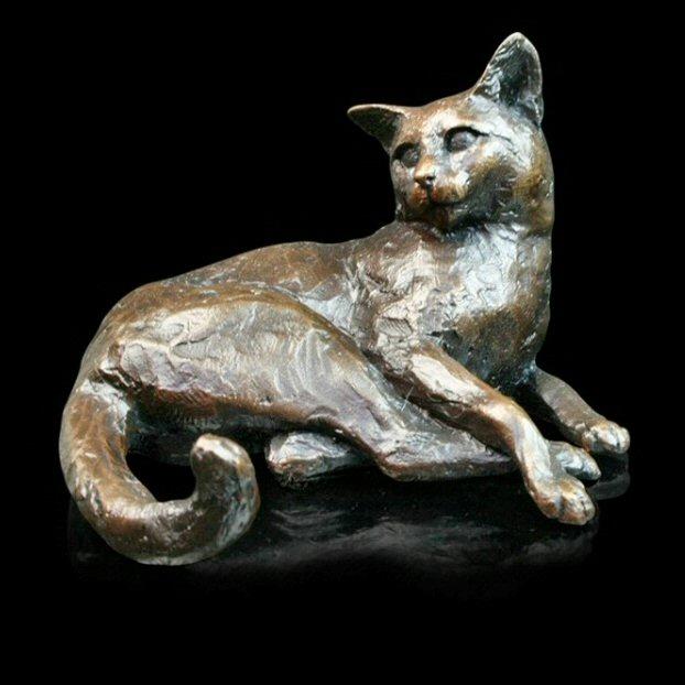 Cat Lying  (744) in bronze by Michael Simpson