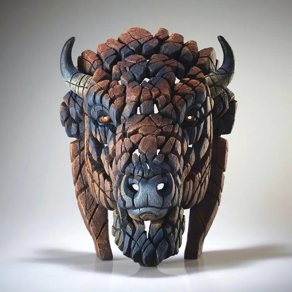 North American Bison Bust - Spirit Buffalo in brown - EDGE Sculpture EDB33B by Matt Buckley