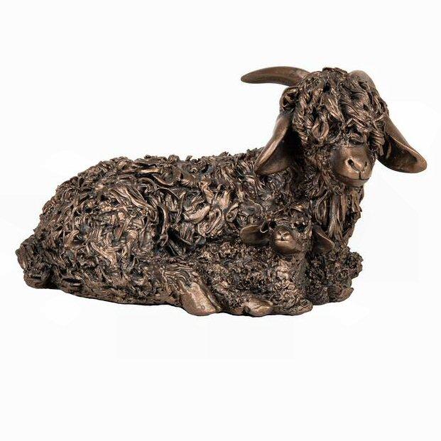 Angora Goat with Kid - Bronze Sculpture - Veronica Ballan VB078