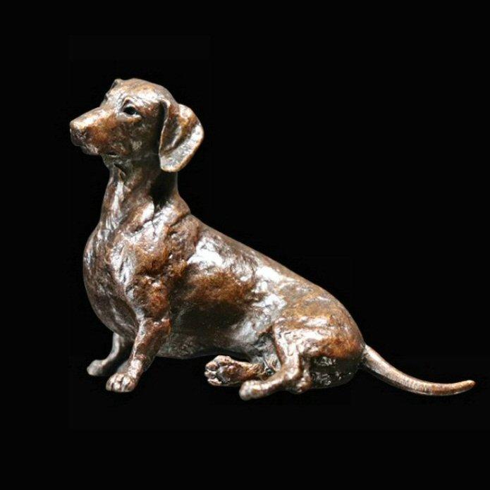 Dachshund Sitting - Bronze Dog Sculpture - Michael Simpson - 1084