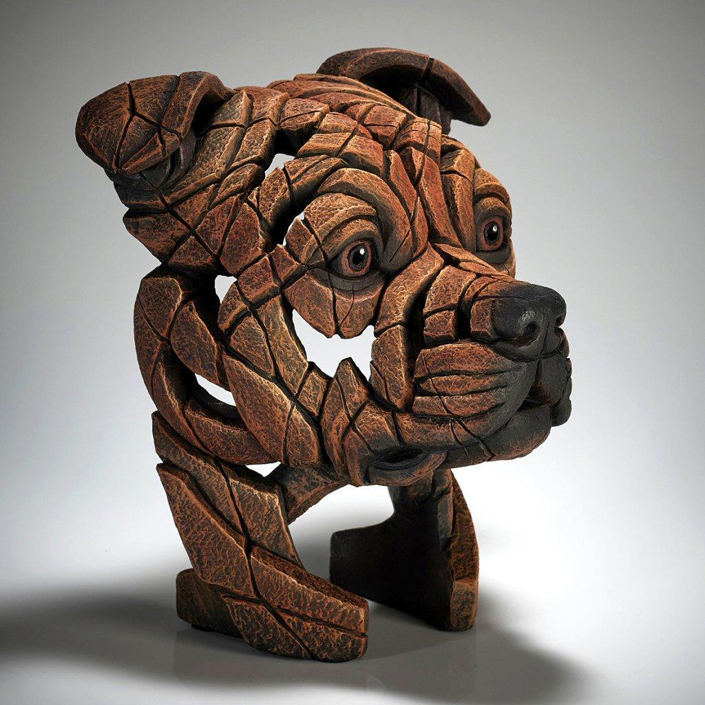 Staffordshire Bull Terrier Bust - Red - EDGE Dog Sculpture EDB27R