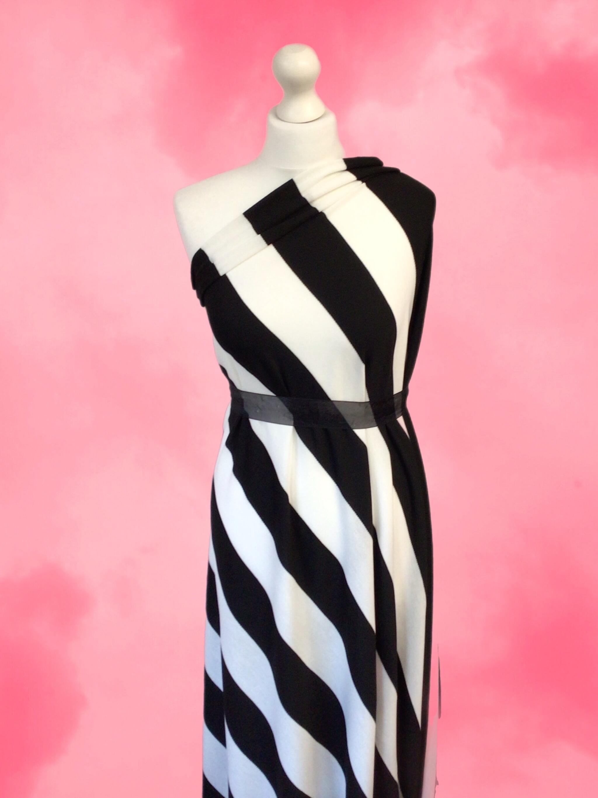 3m Black White Stripe Loopback Jersey