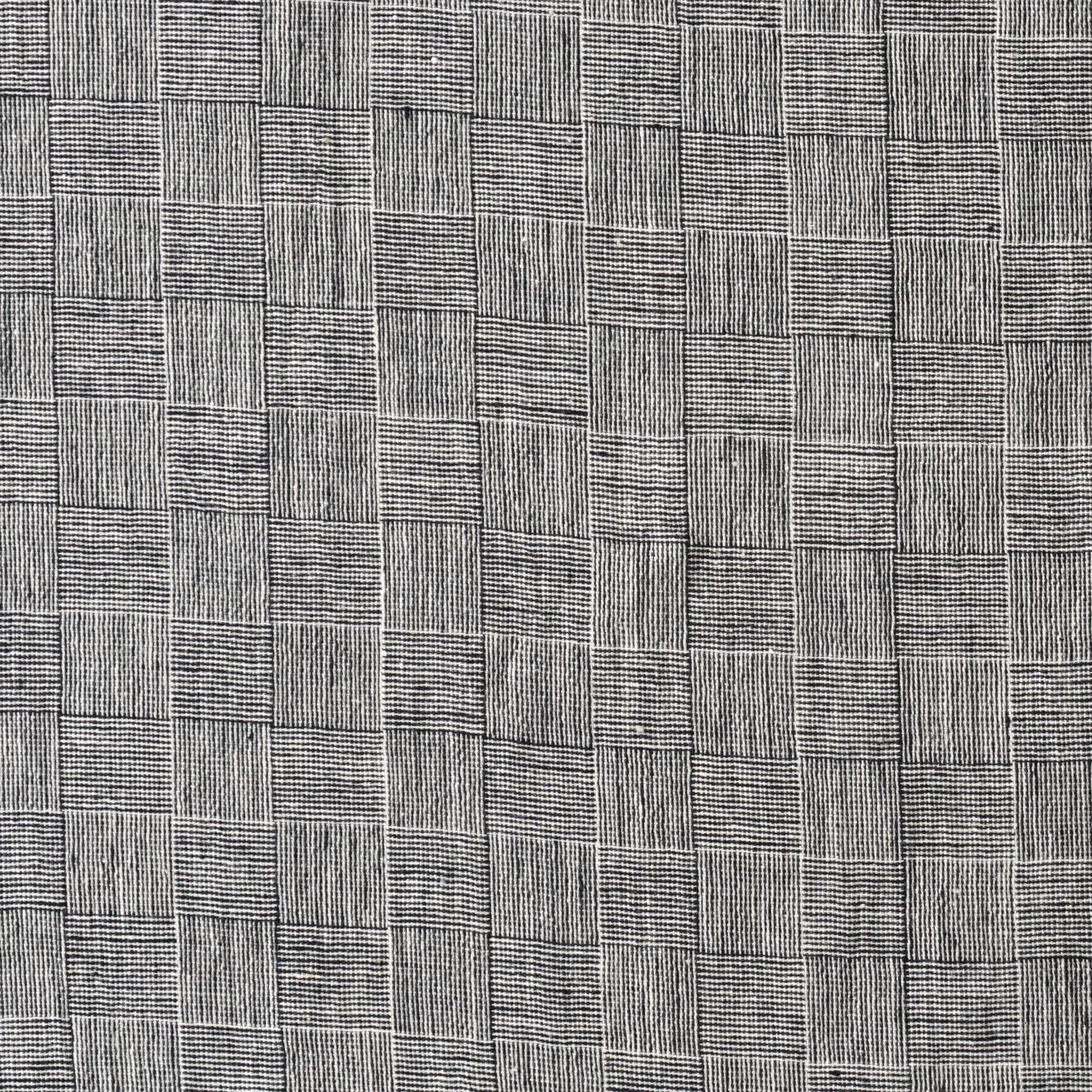 KJC12 - Indian Handloom-Woven Organic Kala Cotton Fabric - Plain 1 by 1 Weave - Checkers Design - Black Reactive Thread Dye - Flat