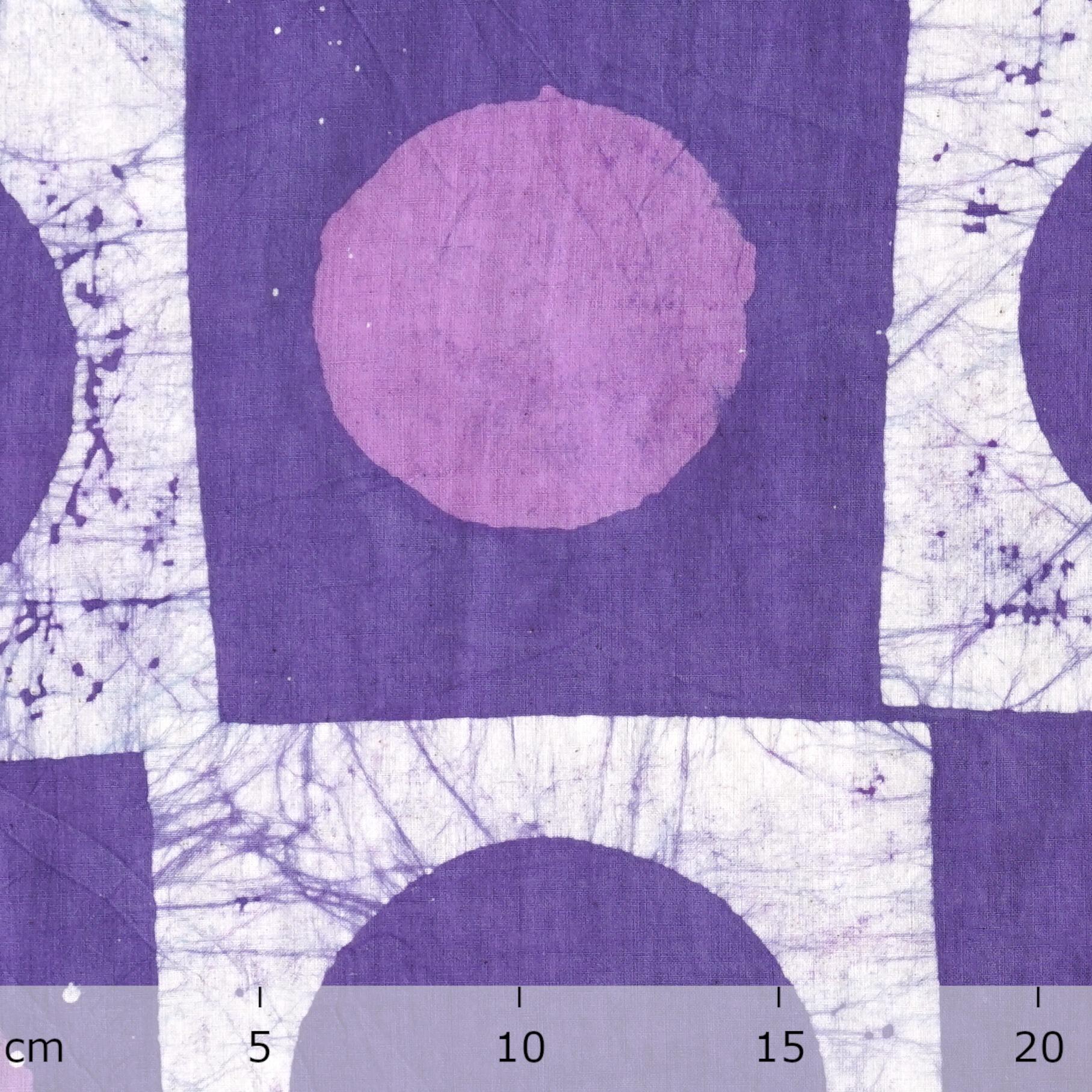 100% Block-Printed Batik Cotton Fabric From India - Soap Bubble Print - Purple Reactive Dye - Ruler